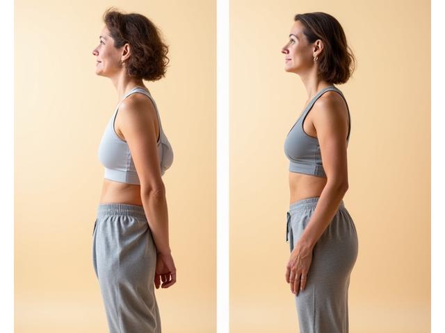 Side-by-side comparison of a person's 'before' and 'after' wellness journey photos, displaying noticeable positive transformation.